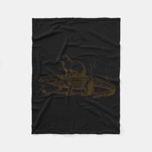 Funny Capybara Riding An Alligator Men Women Capyb Fleecedecke (Vorderseite)