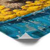 Funny Capybara Rubber Duck Pool Poster (Ecke)