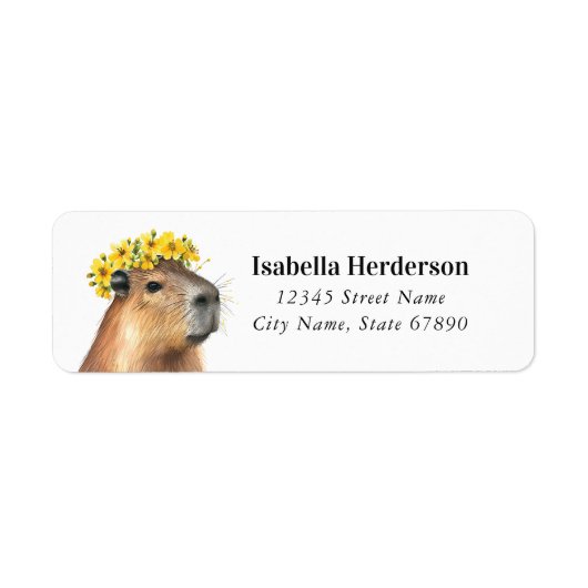 Funny Capybara Rücksendeadressen-Aufklebers (Vorne)