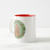 Funny Capybara Santa Christmas Custom Photo Zweifarbige Tasse (Vorderseite Links)