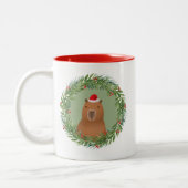 Funny Capybara Santa Christmas Custom Photo Zweifarbige Tasse (Links)