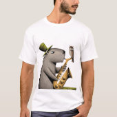Funny Capybara Saxophon mit Schüssel spielen T-Shirt (Vorderseite)