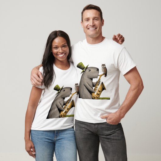 Funny Capybara Saxophon mit Schüssel spielen T-Shirt (Unisex)