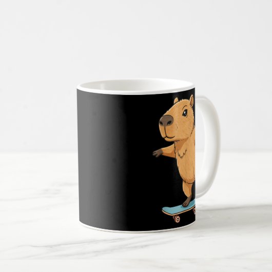 Funny Capybara Skater Skateboard Ballerina Zoo Boy Kaffeetasse (VorderseiteRechts)