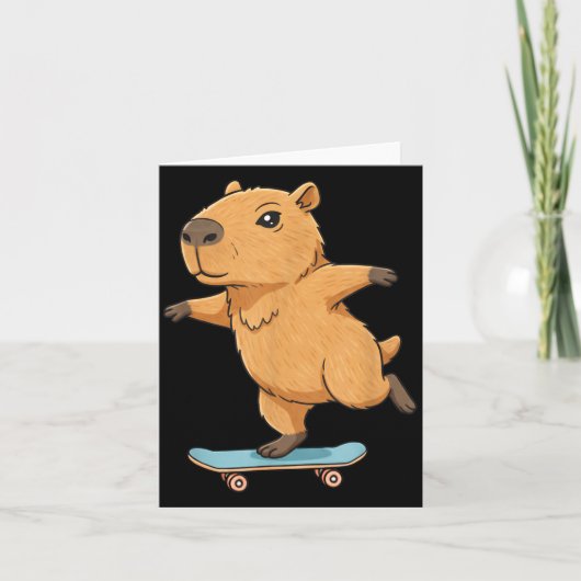 Funny Capybara Skater Skateboard Ballerina Zoo Boy Karte (Vorderseite)