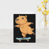 Funny Capybara Skater Skateboard Ballerina Zoo Boy Karte (Gelbe Blume)