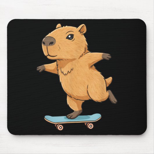 Funny Capybara Skater Skateboard Ballerina Zoo Boy Mousepad (Vorne)