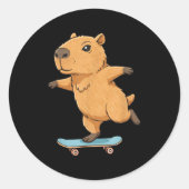 Funny Capybara Skater Skateboard Ballerina Zoo Boy Runder Aufkleber (Vorderseite)