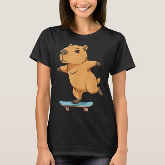 Funny Capybara Skater Skateboard Ballerina Zoo Boy T-Shirt (Vorderseite)