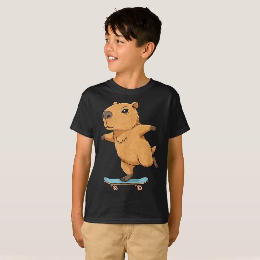 Funny Capybara Skater Skateboard Ballerina Zoo Boy T-Shirt (Vorne ganz)