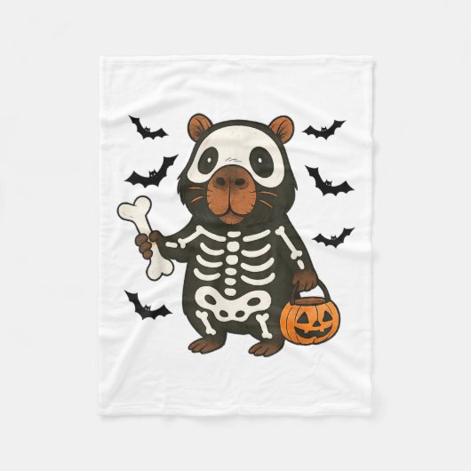 Funny Capybara Skeleton Pumpkin Halloween Kostüm Fleecedecke (Vorderseite)