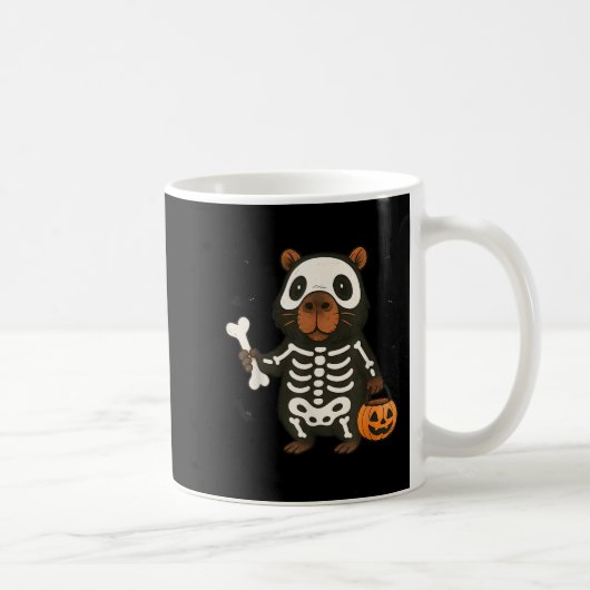 Funny Capybara Skeleton Pumpkin Halloween Kostüm Kaffeetasse (Rechts)