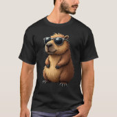 Funny Capybara Sonnenbrille tragen T-Shirt (Vorderseite)