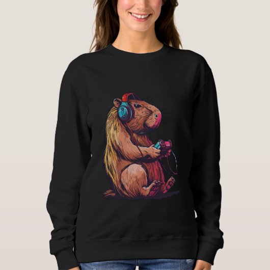 Funny Capybara Spielen Videospiele, Capybara Gamin Sweatshirt (Vorderseite)