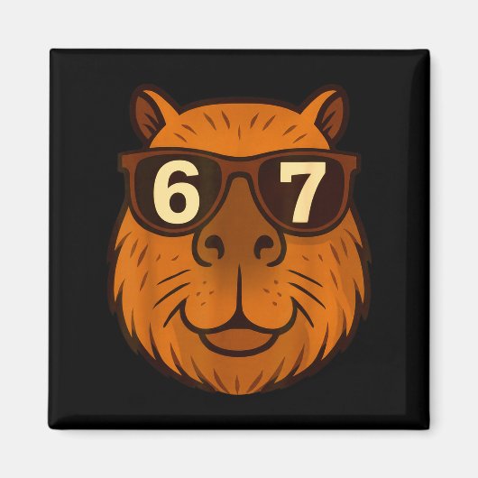 Funny Capybara Sungles 67 Six Seven Meme  Magnet (Vorne)
