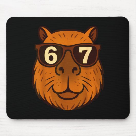 Funny Capybara Sungles 67 Six Seven Meme  Mousepad (Vorne)