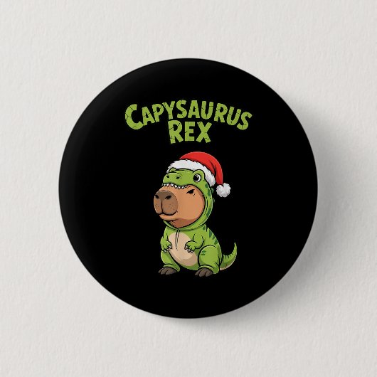 Funny Capybara T-rex Costume Christmas Kids Boys Button (Vorderseite)