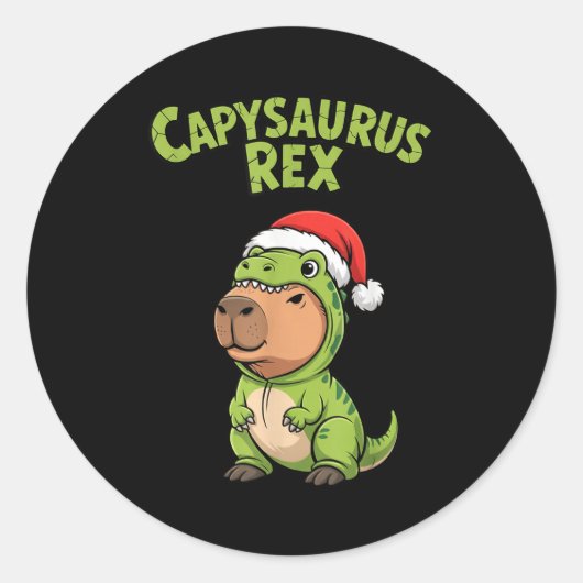 Funny Capybara T-rex Costume Christmas Kids Boys Runder Aufkleber (Vorderseite)