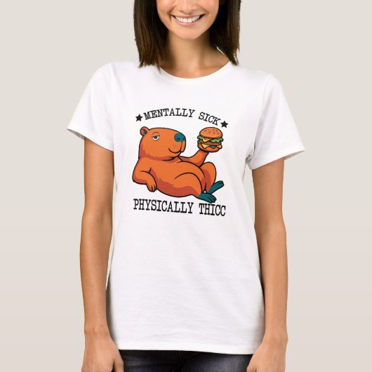 Funny Capybara Thicc Meme T-Shirt (Vorderseite)
