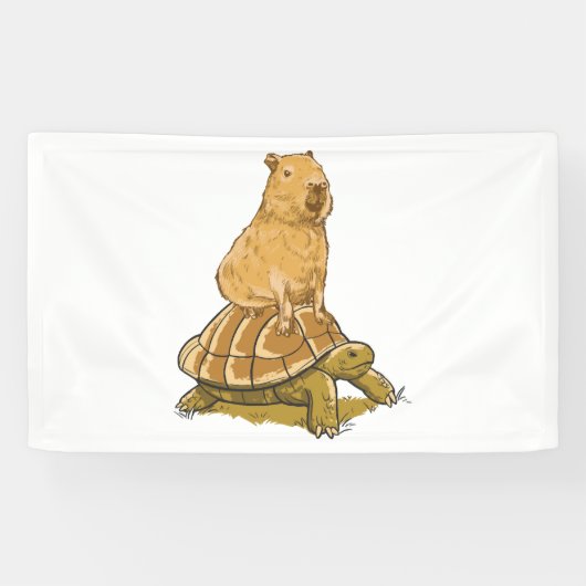 Funny Capybara Tierschildkröte Niedlich Capybara Banner (Horizontal)
