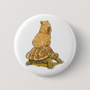 Funny Capybara Tierschildkröte Niedlich Capybara Button
