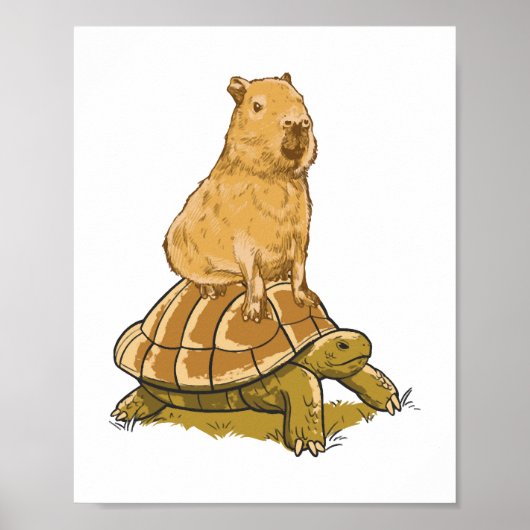 Funny Capybara Tierschildkröte Niedlich Capybara Poster (Vorne)