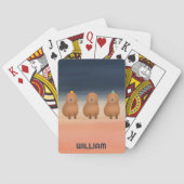 Funny Capybara Triplet Personalisiert Spielkarten (Rückseite)