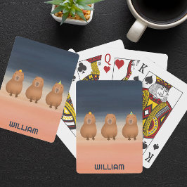 Funny Capybara Triplet Personalisiert Spielkarten
