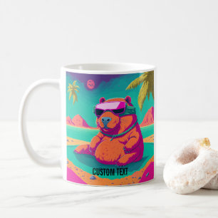 Funny Capybara Tropical Beach Personalisiert Kaffeetasse