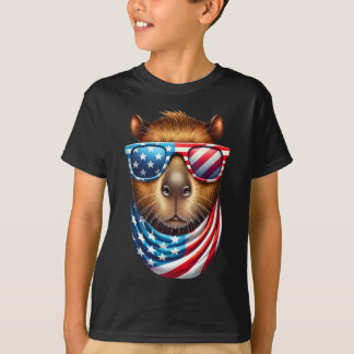 Funny Capybara USA Flag - 4. Juli Funny Animal T-Shirt