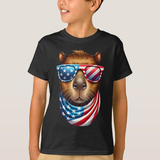 Funny Capybara USA Flag - 4. Juli Funny Animal T-Shirt (Vorderseite)