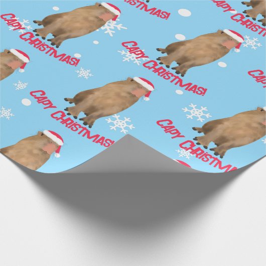 Funny Capybara Weihnachten Pun Holiday Geschenkpapier (Ecke)
