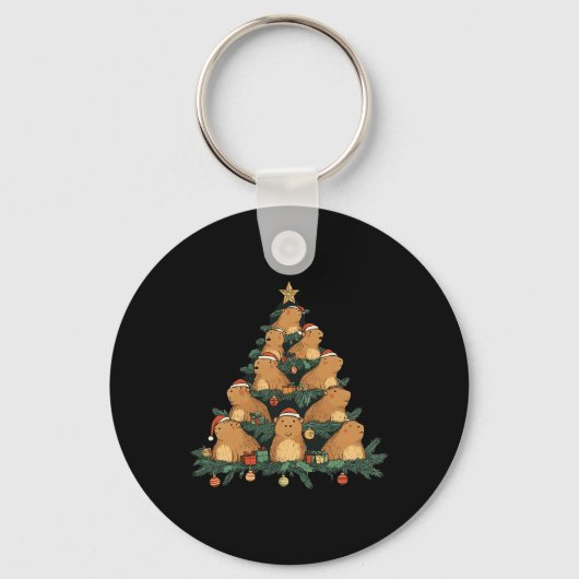 Funny Capybara Weihnachtsbaum Schlüsselanhänger (Vorderseite)