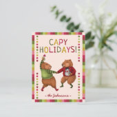 Funny Capybara Weihnachtsdesign für Tierfreunde Feiertagspostkarte (Stehend Vorderseite)