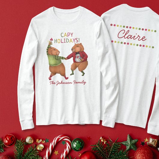 Funny Capybara Weihnachtsdesign mit Individuelle N T-Shirt