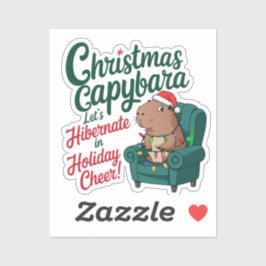 Funny Capybara Weihnachtssticker Aufkleber