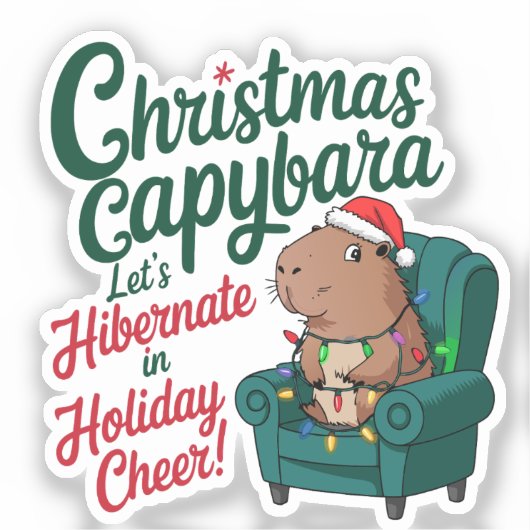 Funny Capybara Weihnachtssticker Aufkleber (Vorderseite)