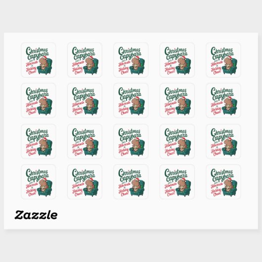 Funny Capybara Weihnachtssticker Quadratischer Aufkleber (Blatt)