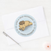 Funny Capybara Welpe Liebe und Name der Freundscha Runder Aufkleber (Umschlag)