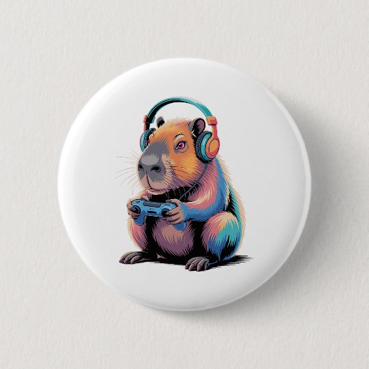 Funny Capyra Gamer Video Gamer Capyra Button (Vorderseite)