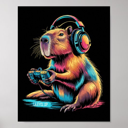 Funny Capyra Video Gamer Capyra Poster (Vorne)
