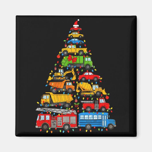 Funny Car Christmas Tree Xmas Light Boys Kids Todd Magnet (Vorne)