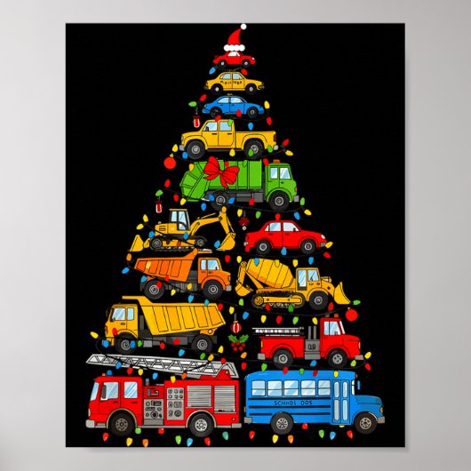 Funny Car Christmas Tree Xmas Light Boys Kids Todd Poster (Vorne)