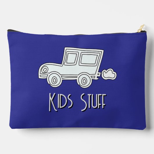 Funny Car Kids Stuff Blue Zubehörtasche (Rückseite)