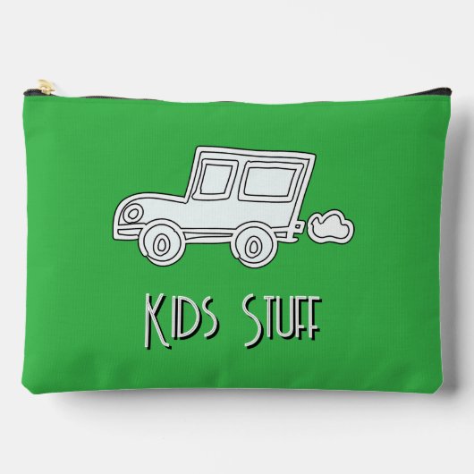 Funny Car Kids Stuff Green Zubehörtasche (Vorderseite)