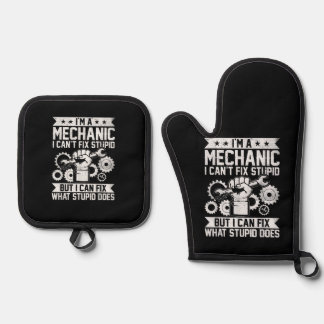 Funny Car Mechanic Engineer Men Women Kids Auto Me Ofenhandschuh & Topflappen-Set