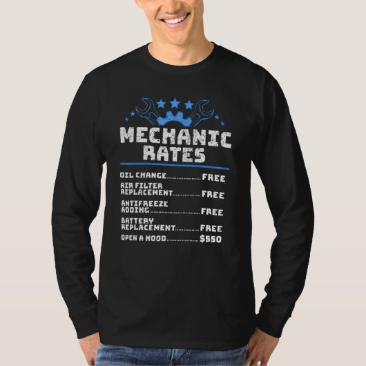 Funny Car Mechanic Stundensatz T-Shirt (Vorderseite)