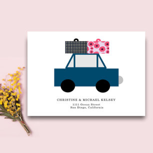 Funny Car Neue Zuhause Adresse Ankündigung Postkar Postkarte