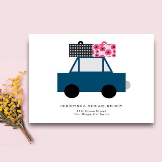 Funny Car Neue Zuhause Adresse Ankündigung Postkar Postkarte