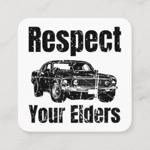 Funny Car - Vintage Respekt Your Elders Classic Mu Quadratische Visitenkarte